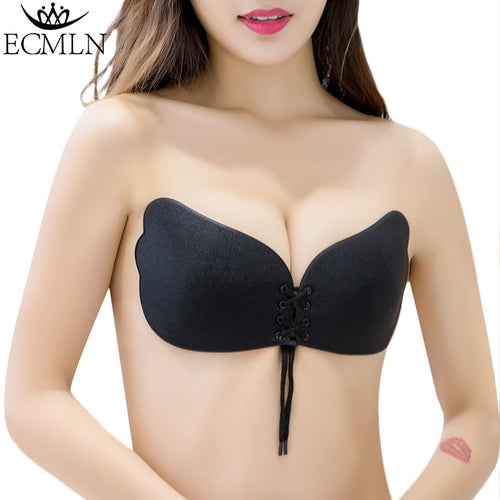 Women Invisible Bra Super Push Up Seamless Self-Adhesive Sticky Wedding Party Front Strapless A B C D Cup Fly Bra